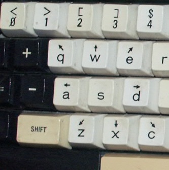 keyboard with eight arrows surrounding S